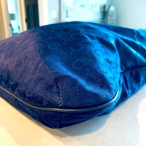 VINTAGE Celine Jacquard C Fabric & Leather Handbag Tote - Picture 10 of 15